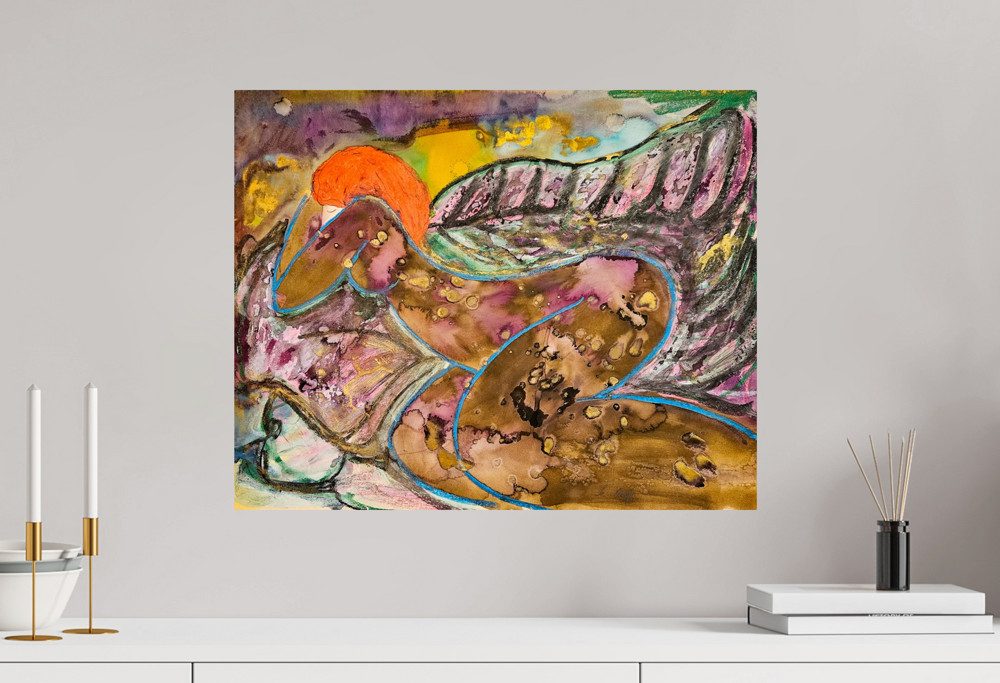 F l'ahlam dyali - In my dreams - Watercolor and pastels, by Linda Le Kinff