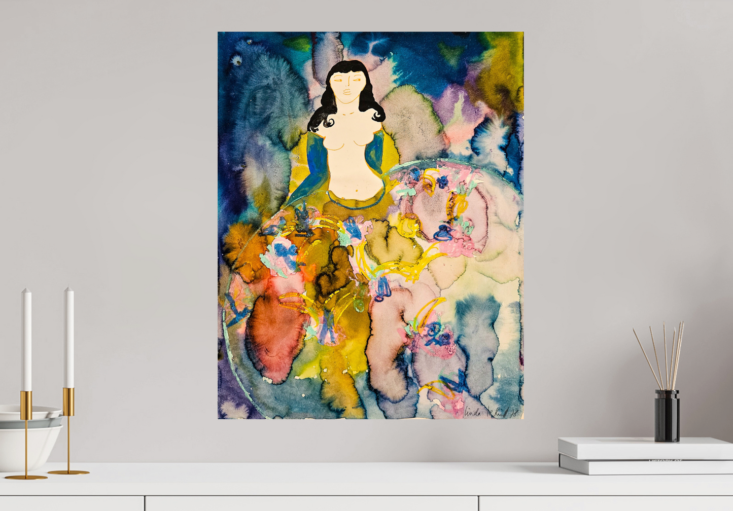 Leyla - Watercolor and pastels, by Linda Le Kinff