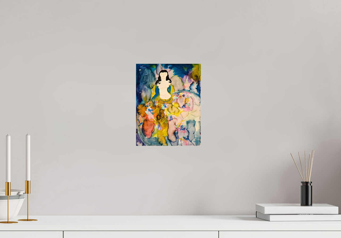 Leyla - Watercolor and pastels, by Linda Le Kinff