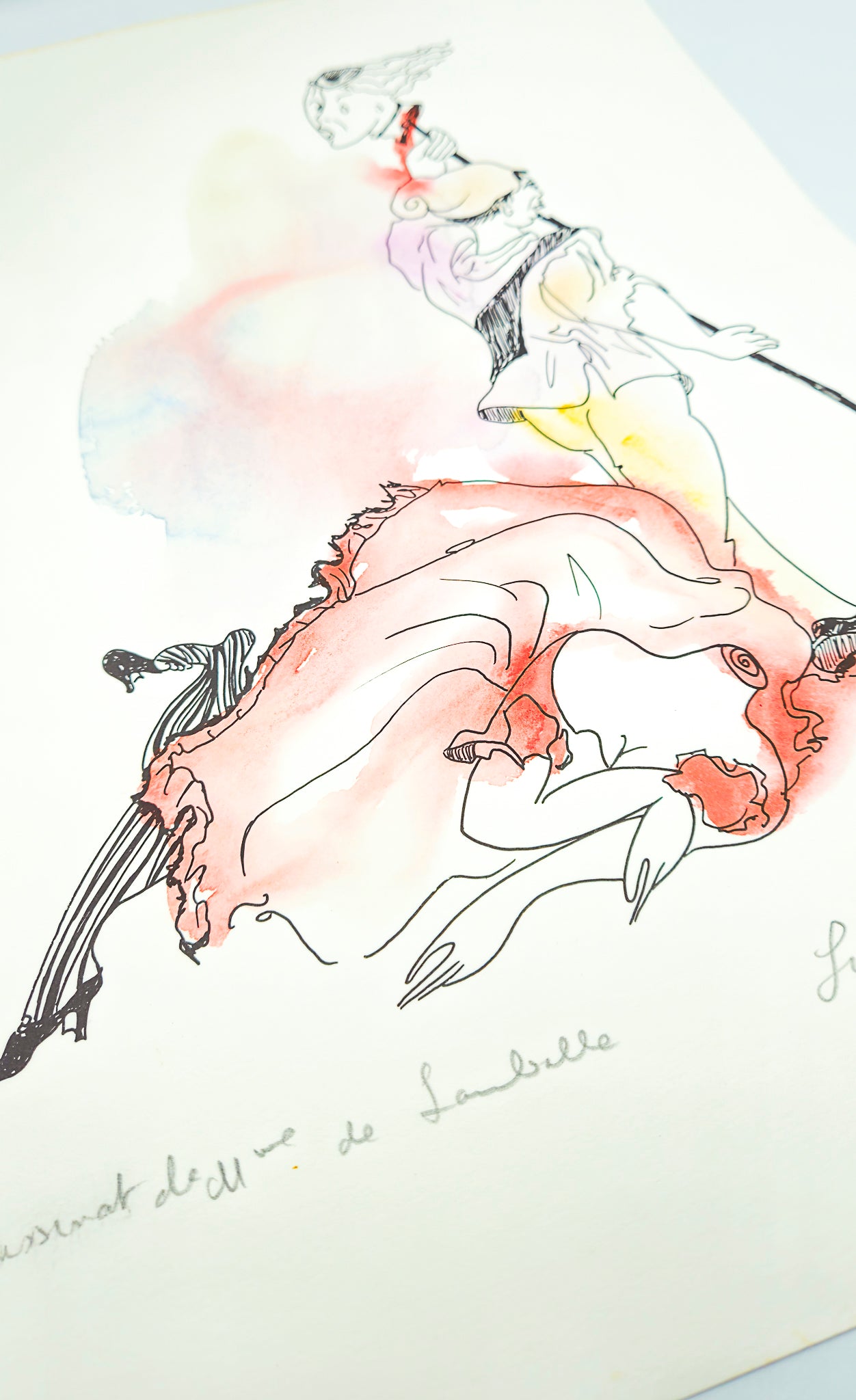 Original lithograph "Assassination of Mrs. Lamballe" French Revolution by Linda Le Kinff