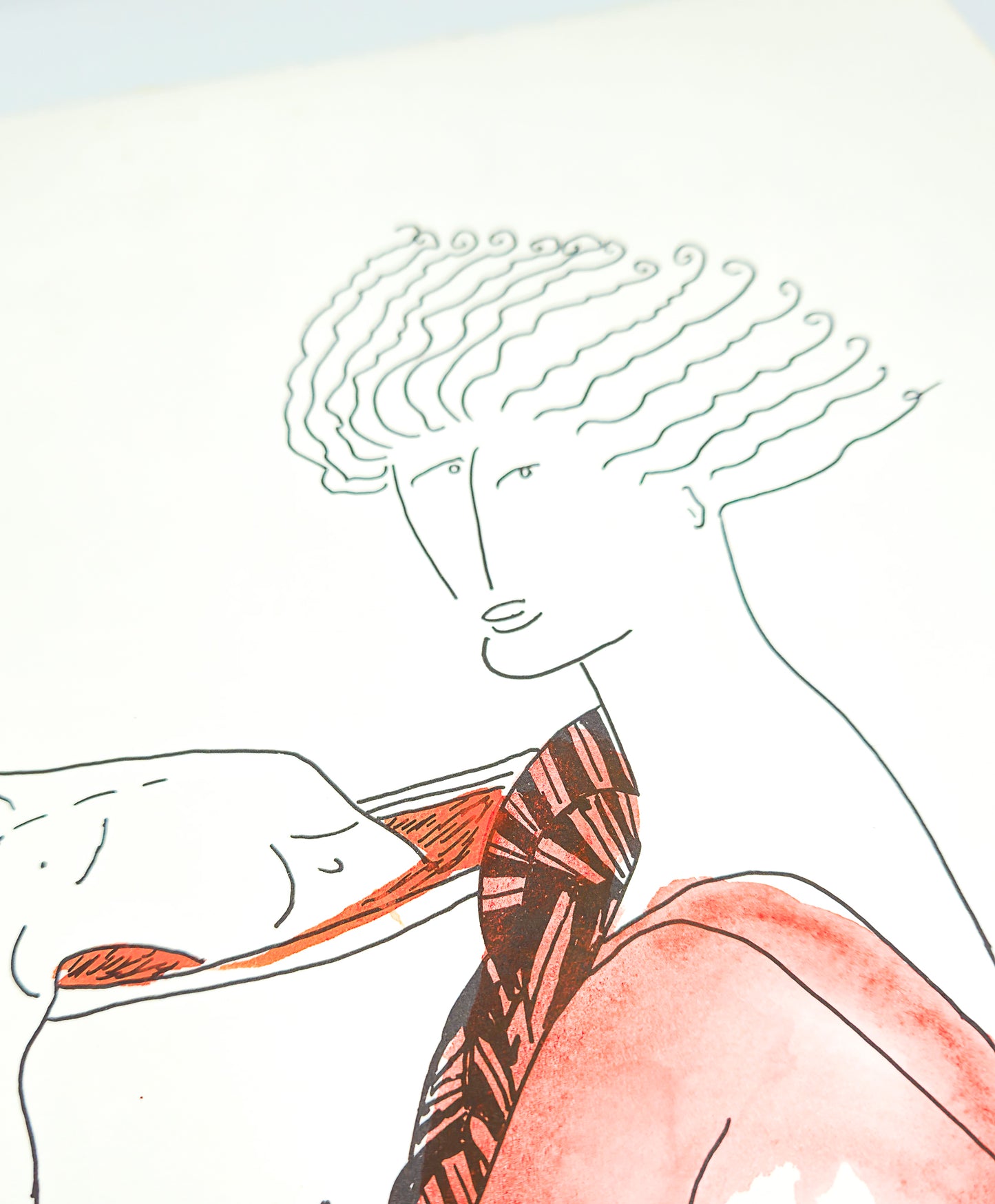 Original lithograph "Charlotte de Corday and Marat" French Revolution by Linda Le Kinff
