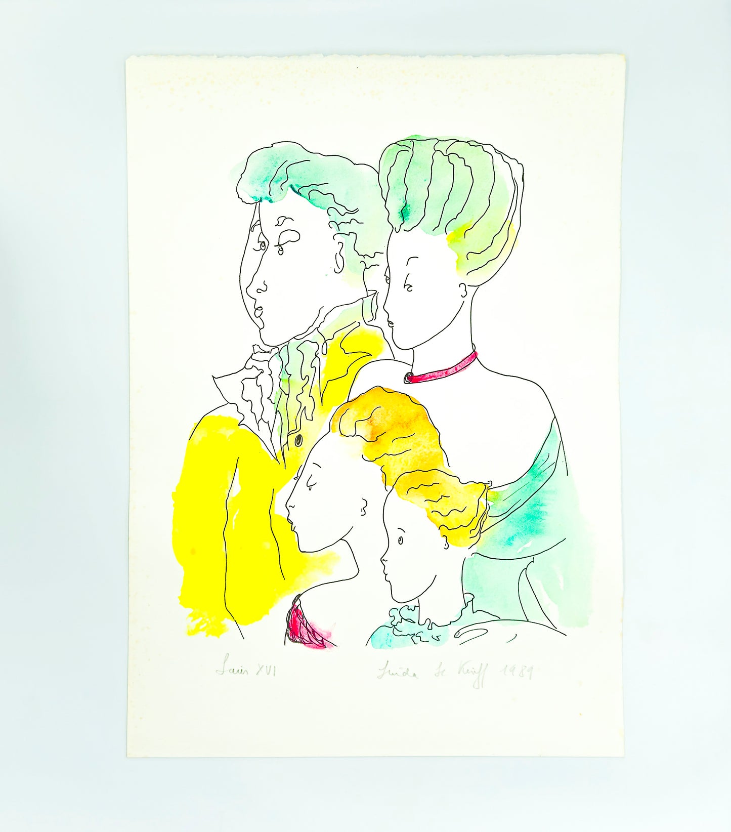 Original lithograph "Louis XVI" French Revolution by Linda Le Kinff