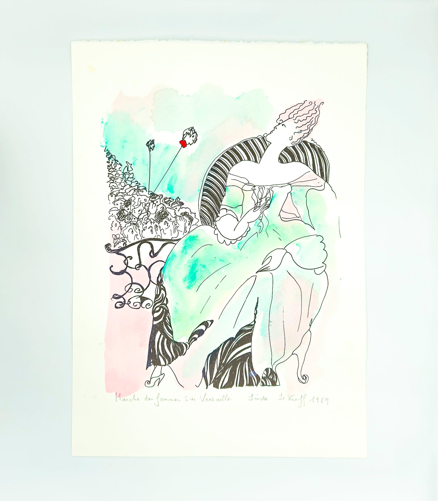 Original lithograph "Women's March on Versailles" French Revolution by Linda Le Kinff