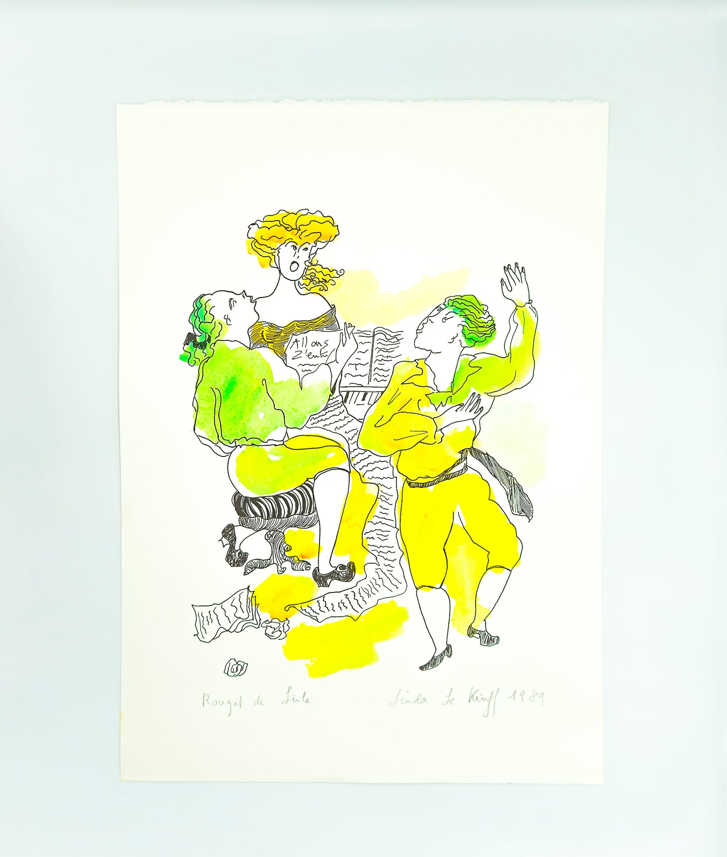 Original lithograph "Rouget de Lisle" French Revolution by Linda Le Kinff
