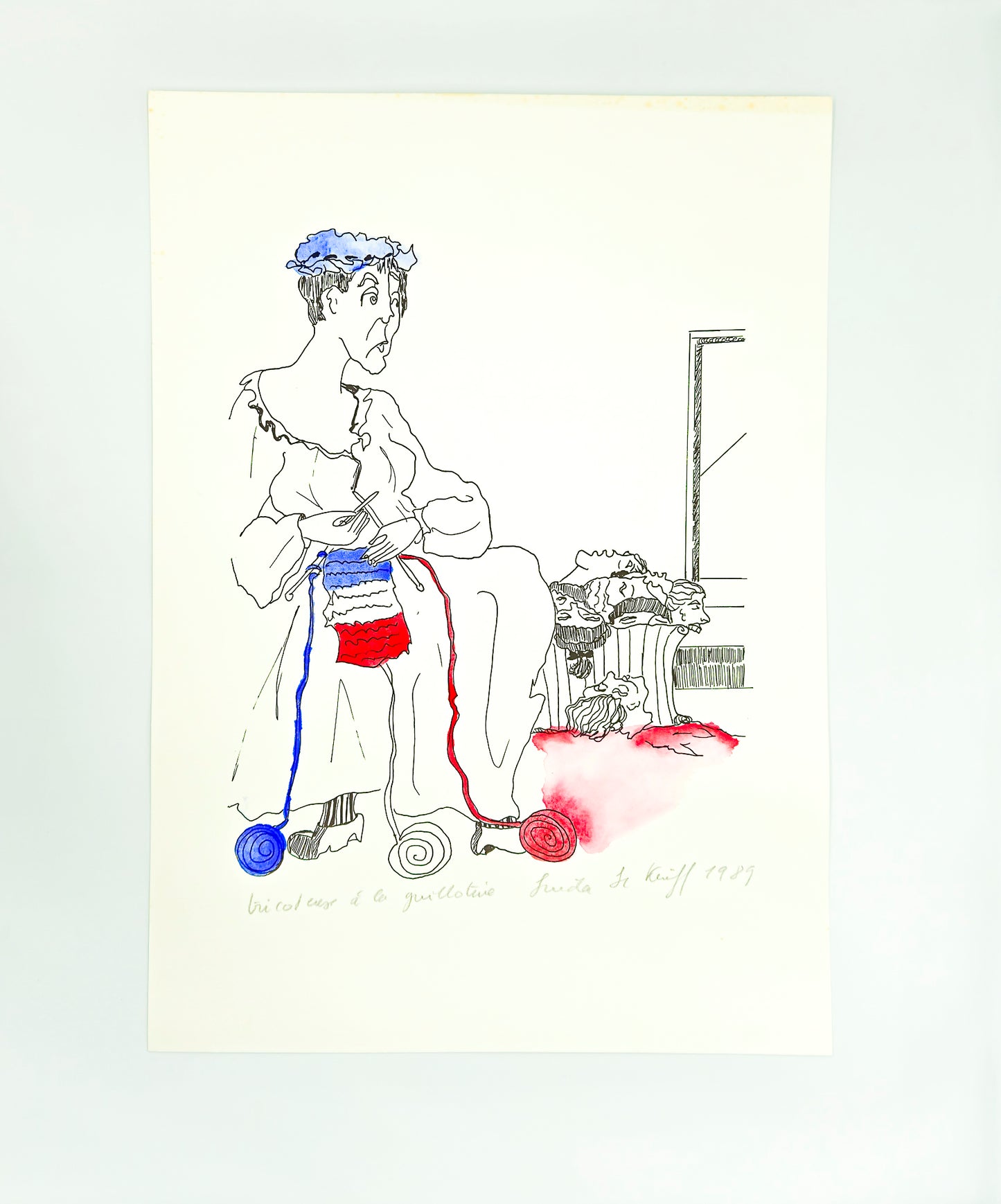 Original lithograph "Knitting woman at the guillotine" French Revolution by Linda Le Kinff