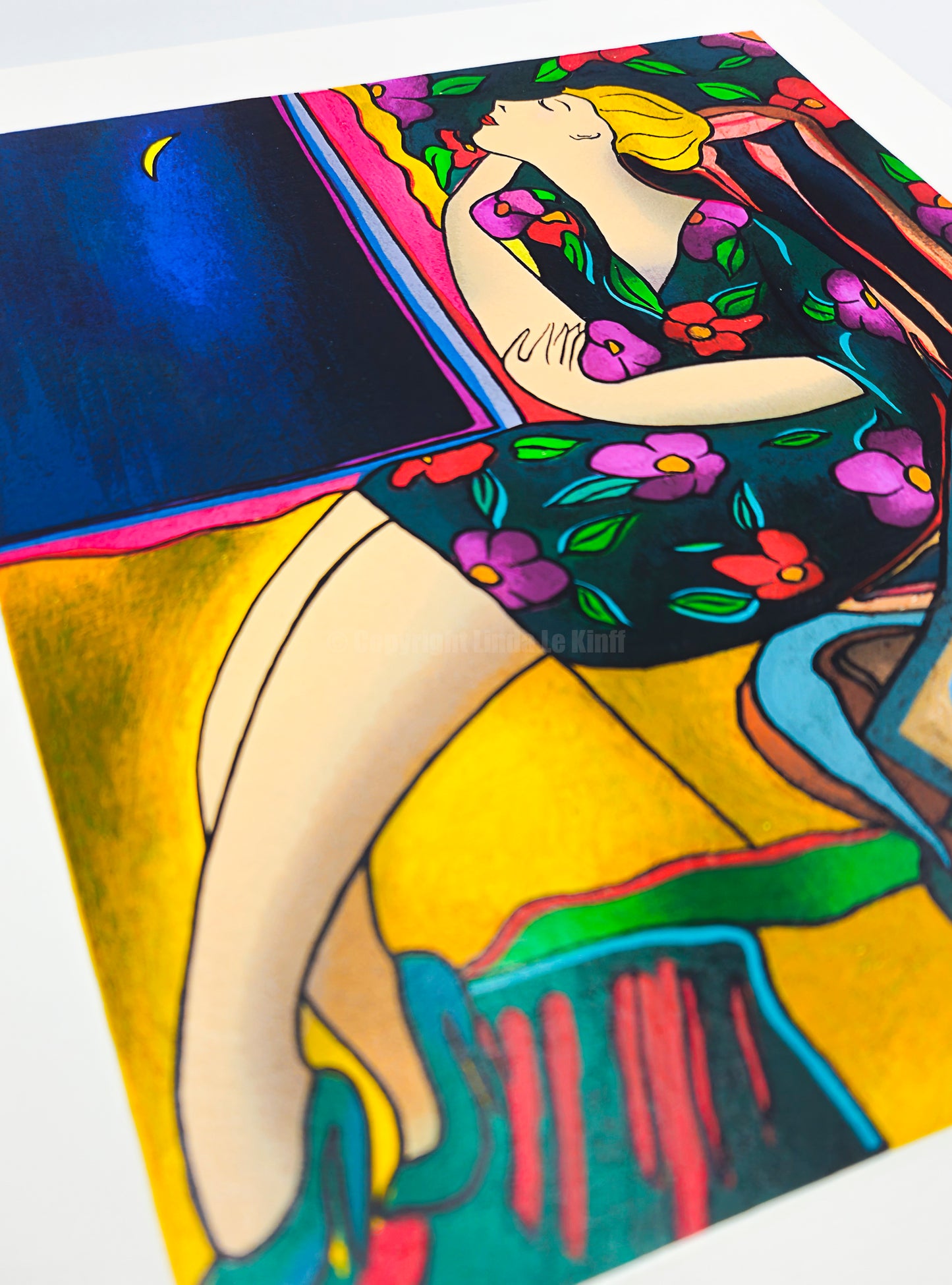 "Agatha at the Moon" – Screenprint by Linda Le Kinff on Arches Paper
