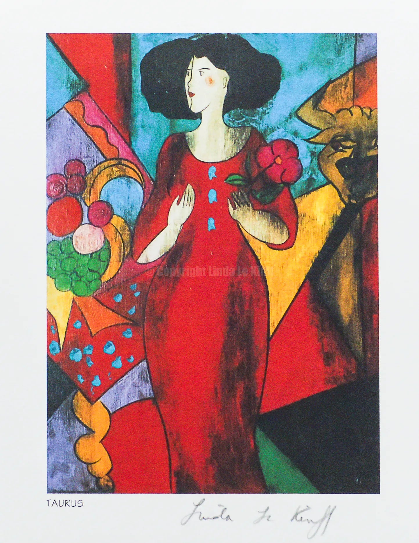 Original lithograph Taurus sign