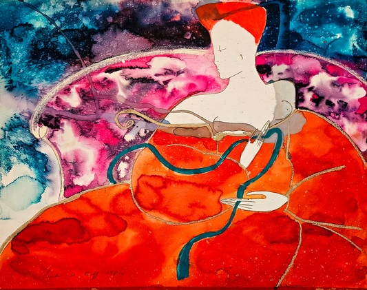 Galactique - Aquarelle et pastels, par Linda Le Kinff