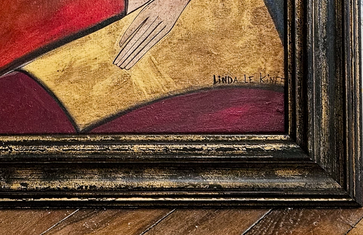 Dame de Carreaux - Acrylique sur bois par Linda Le Kinff