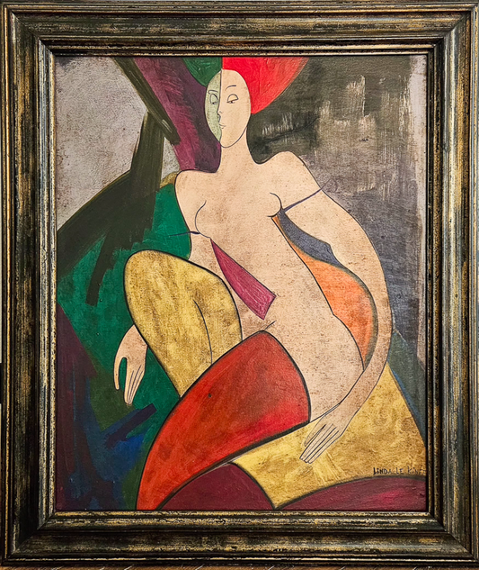 Dame de Carreaux - Acrylique sur bois par Linda Le Kinff